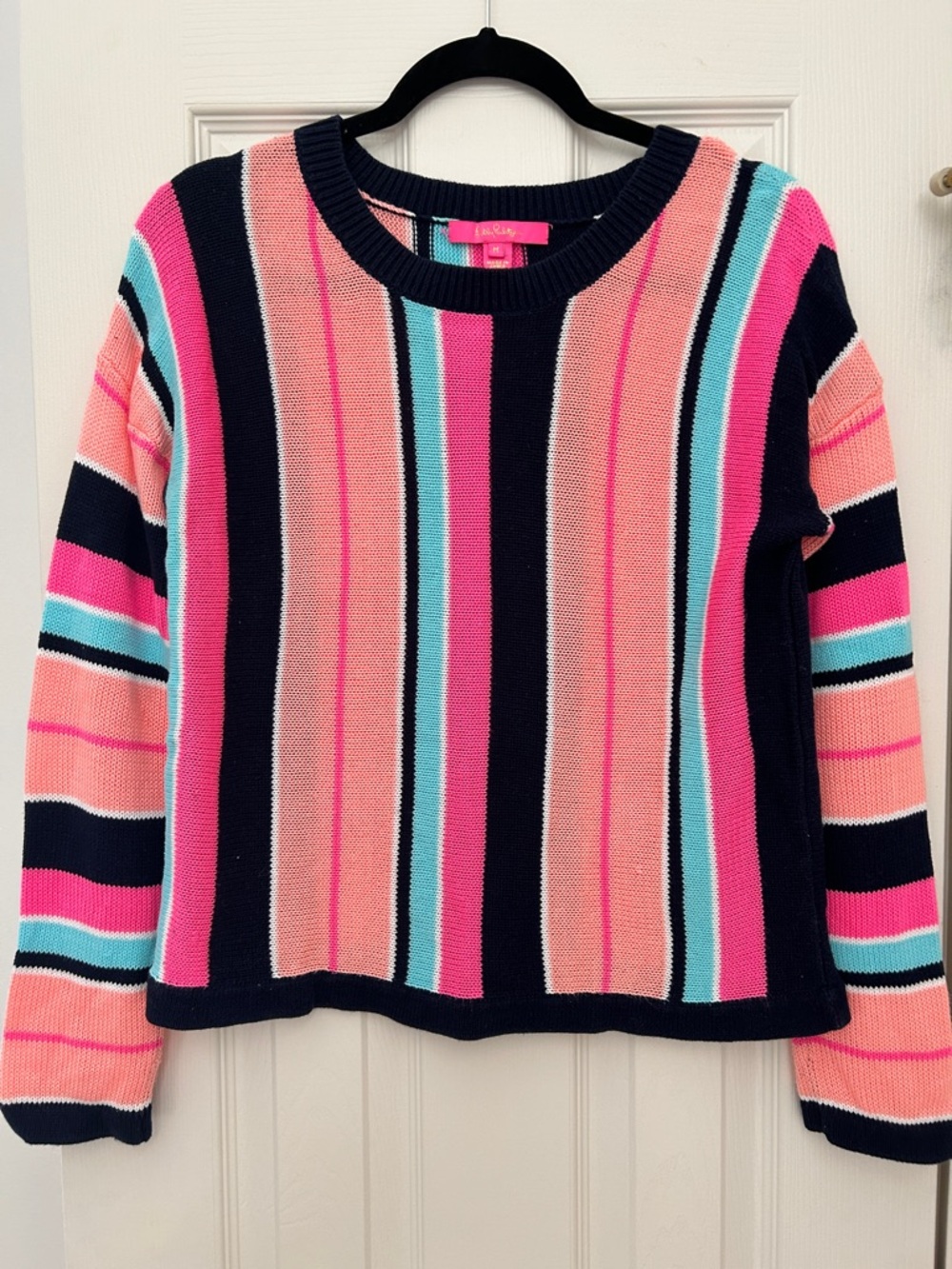 Lilly Pulitzer Striped Crewneck Sweater in Pink, Navy & Aqua